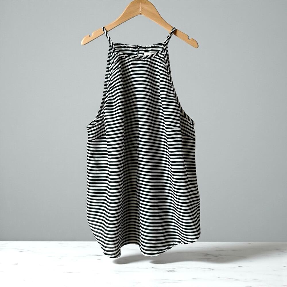 VTG Abercrombie & Fitch Women's Striped Blouse Tank Top Black White Size Medium